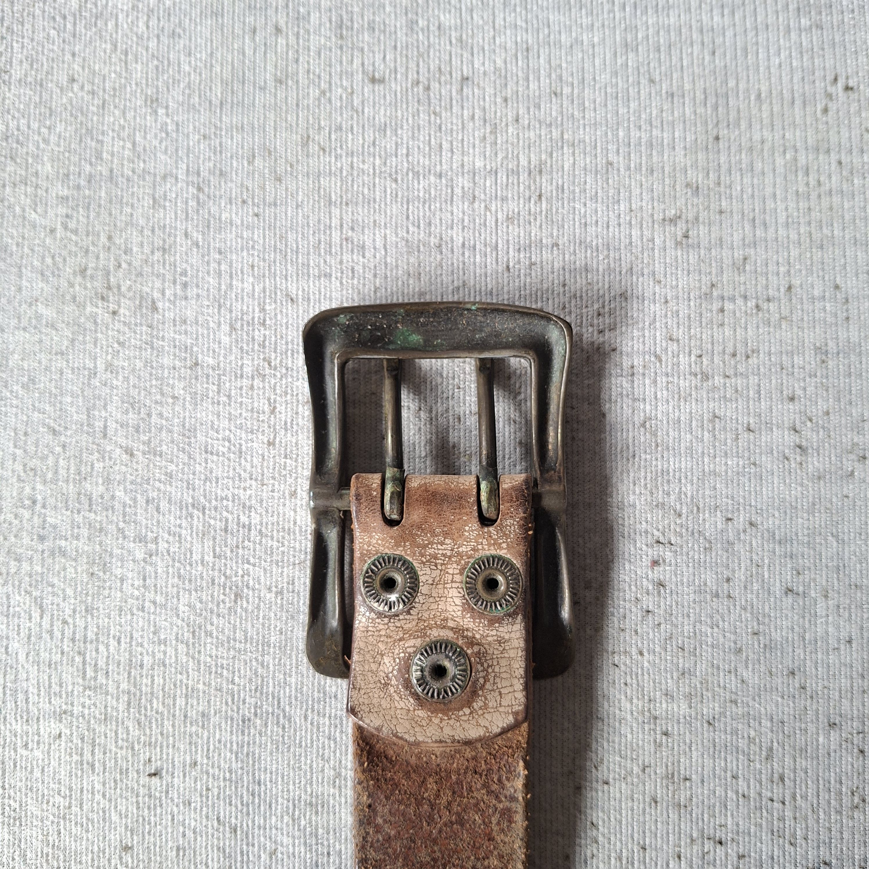 PPFM 💥 Vintage PPFM japan solid brass double prong leather belt Size ONE SIZE - 5 Thumbnail