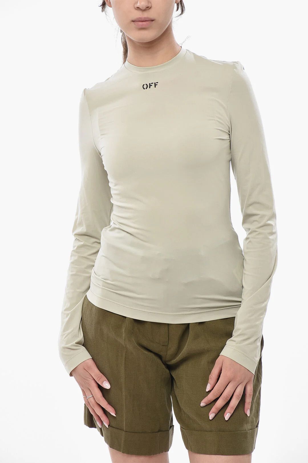 Off-White og1mm0426 Crewneck T-Shirt in Beige Size S / US 4 / IT 40 - 1 Thumbnail