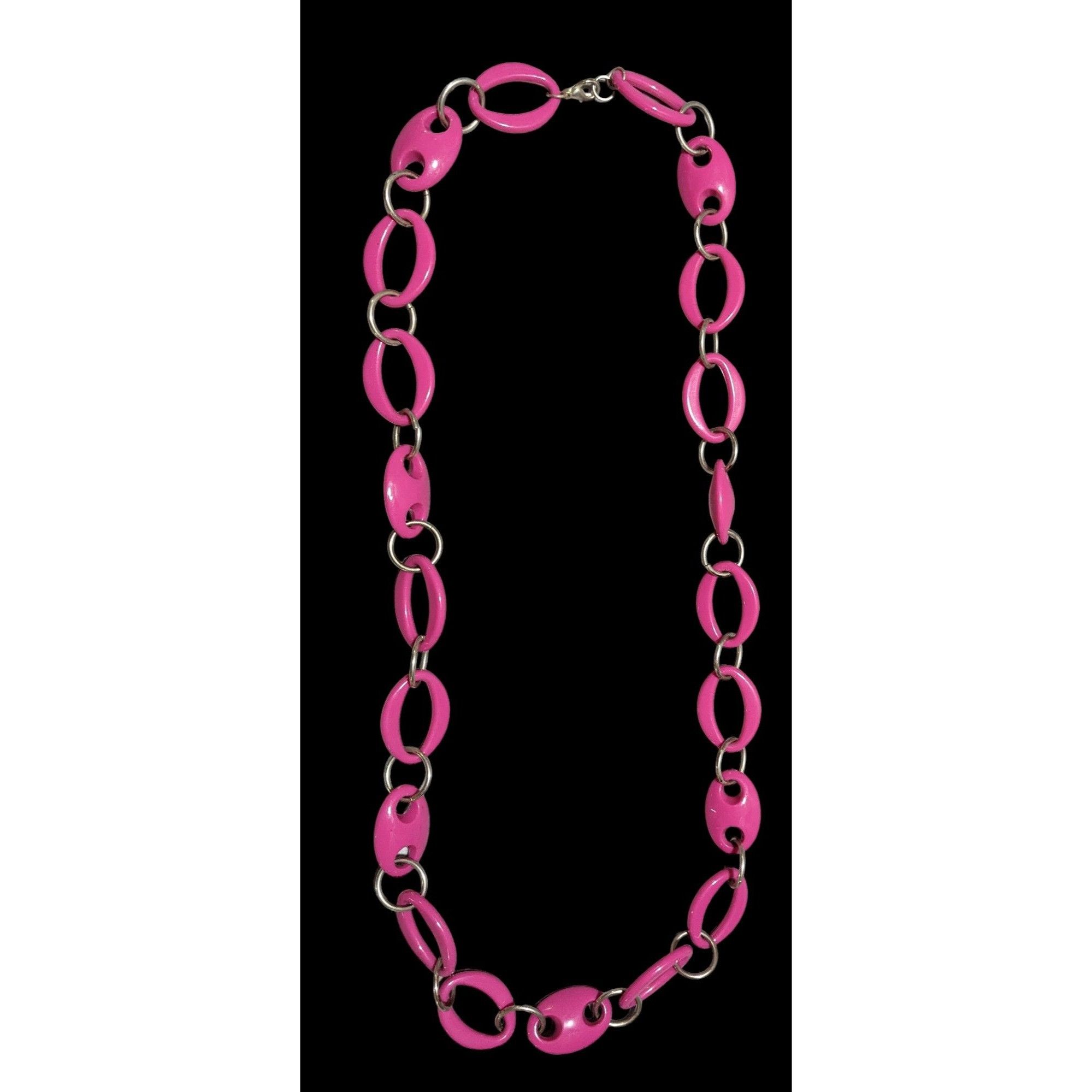 Other 80s Pink And Silver Large Link Necklace. Size ONE SIZE - 1 Thumbnail