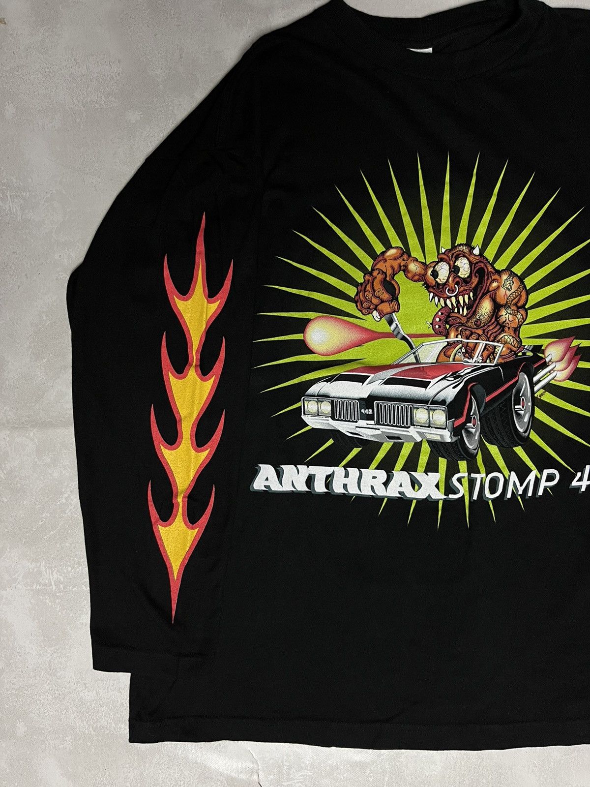 Designer Vintage 1995 Anthrax Stomp 442 Flame Longsleeve Tee y2k Size US L / EU 52-54 / 3 - 4 Thumbnail