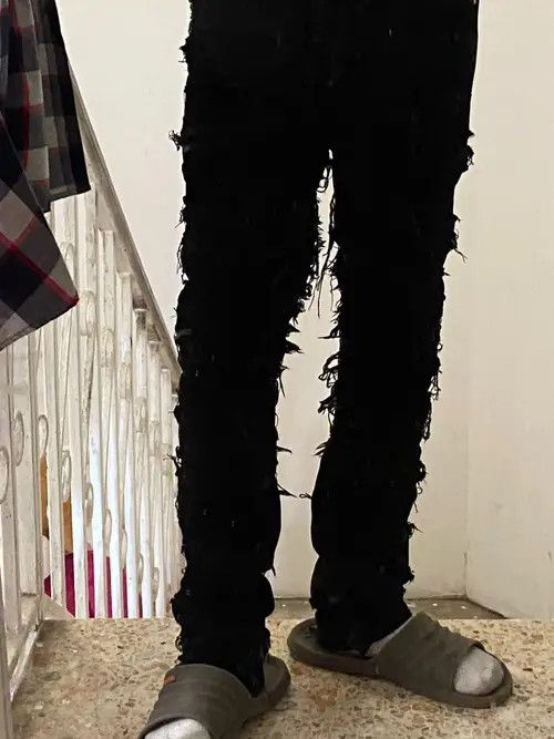 VIBE Black Color Hip Hop Loose Denim Trousers Vibe Style Size US 34 / EU 50 - 5 Thumbnail