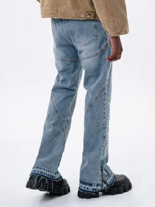 VIBE zipper patchwork faded damaged flared jeans Size US 32 / EU 48 - 2 Thumbnail