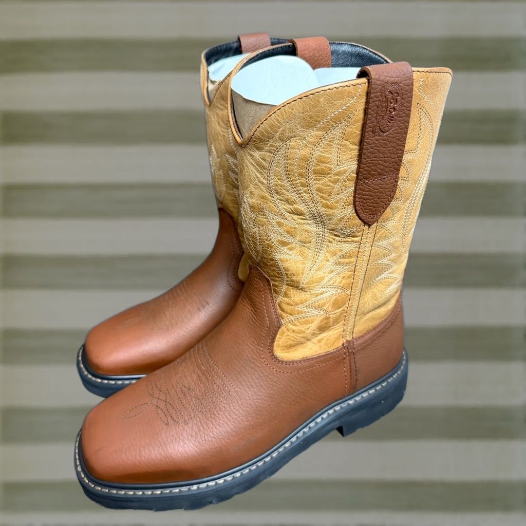 Vintage NEW JB Dillon Reserve Leather Cowboy Boots Oak Honey Square Toe SZ 9.5 SA Men's Size US 10 / EU 43 - 1 Thumbnail