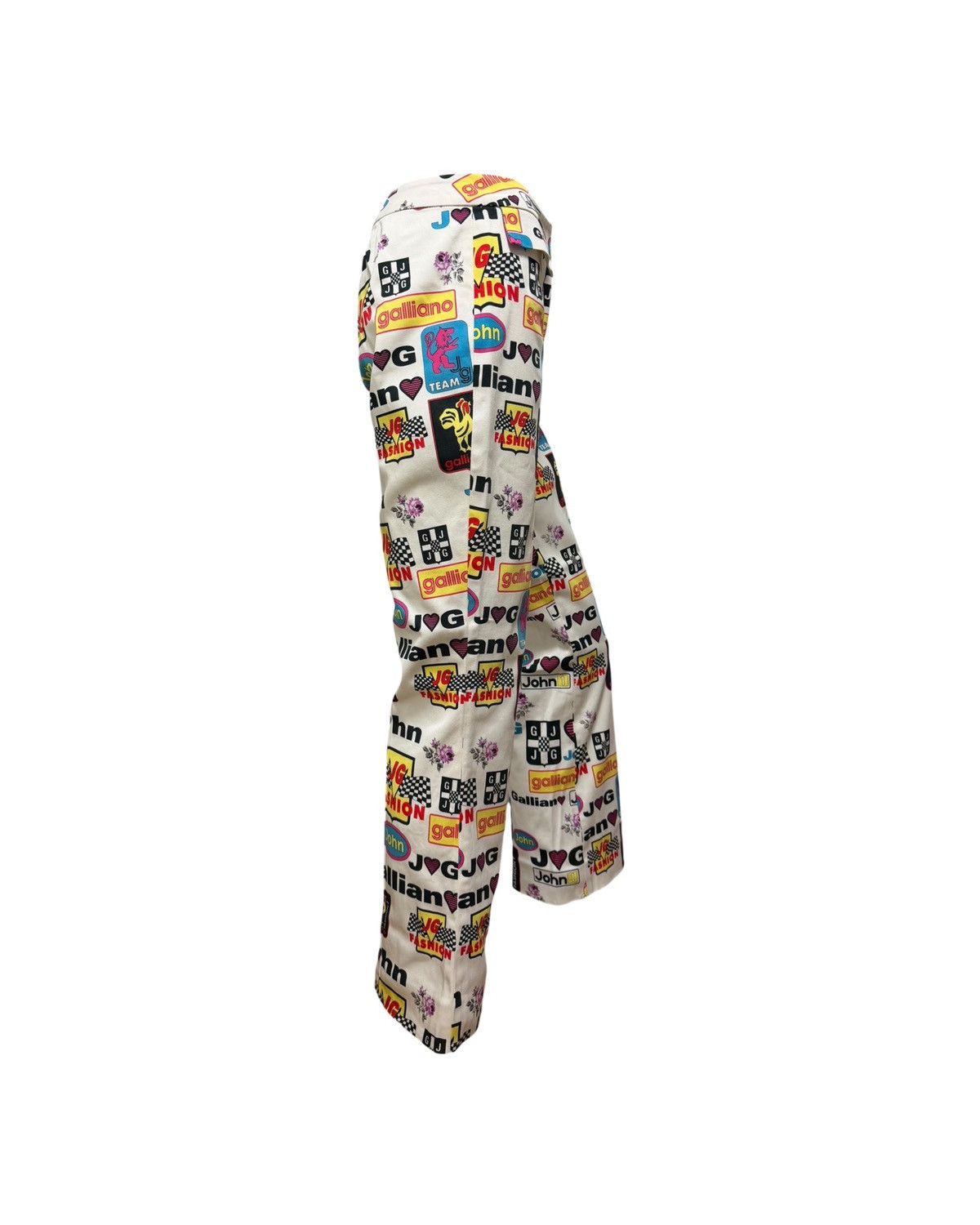 John Galliano JOHN GALLIANO S/S 2002 Graphic Print Bootcut Flared Pants Size 28" / US 6 / IT 42 - 3 Thumbnail