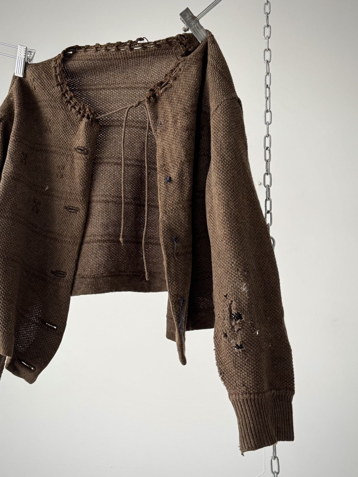 Vintage 1930s German Women's Thrashed Wool Cardigan Size S / US 4 / IT 40 - 2 Thumbnail