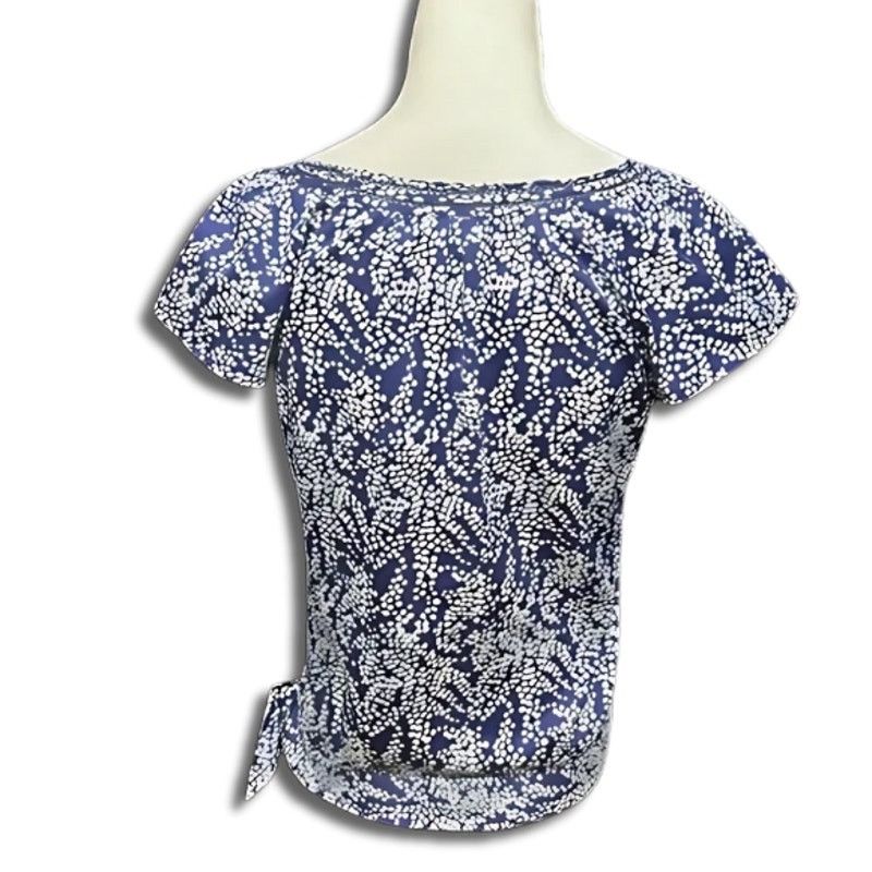 Banana Republic Banana Republic Blouse Short Sleeves Side Tie Blue White XS Size XS / US 0-2 / IT 36-38 - 5 Thumbnail