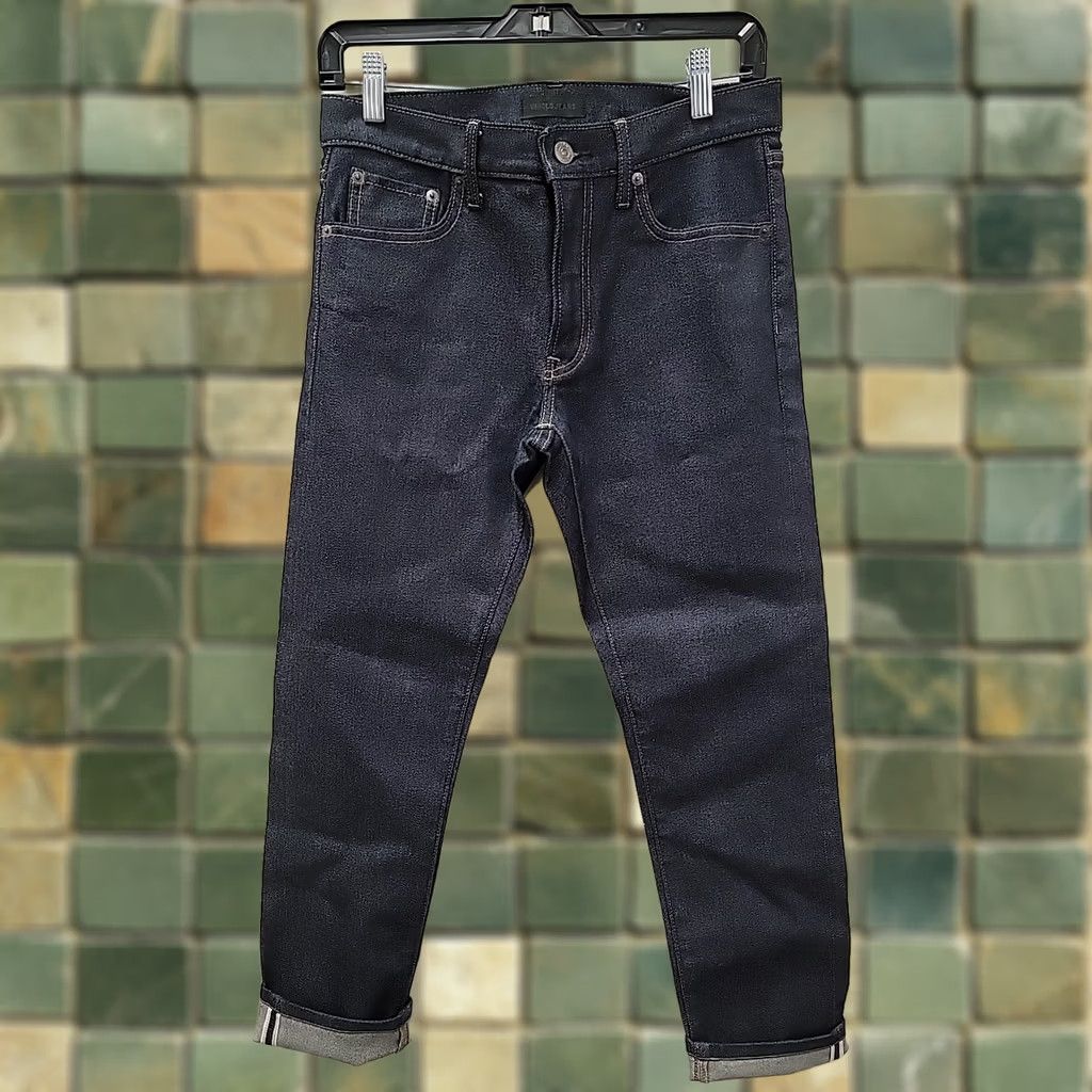 Uniqlo Uniqlo Slim Straight Selvedge Jeans Sz 29x34 Blue Denim Stretch 5-Pocket Mens Regular Waist 34 Inseam 34 Dark Wash Vintage: No Size US 29 - 1 Thumbnail