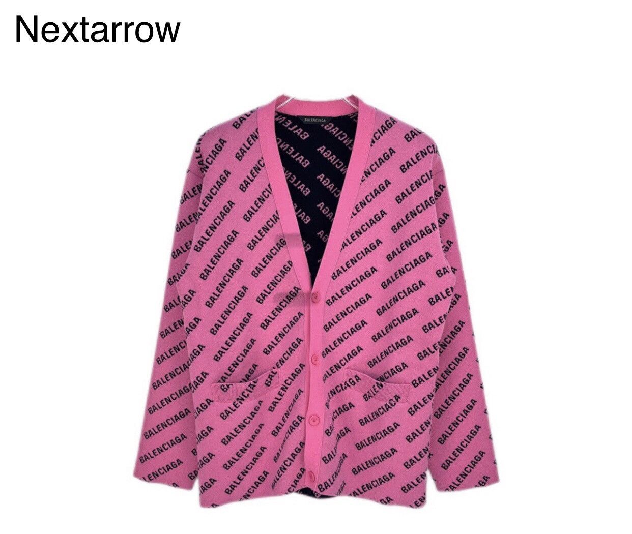 Balenciaga Balenciaga Pink Full Classic LogoKnitted Cardigan shirt Size US S / EU 44-46 / 1 - 1 Thumbnail