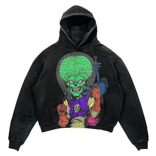 VIBE Vintage Streetwear Skeleton Graphic Hoodie Punk Gothic Style Size US M / EU 48-50 / 2 - 6 Thumbnail