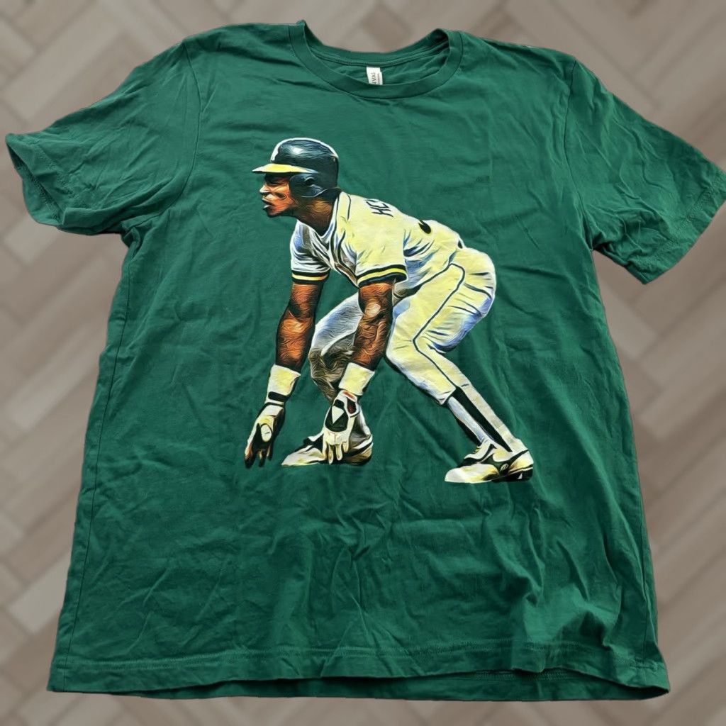 Henderson Ricky Henderson Baseball Short Sleeve T Shirt Men's XL Green Size US XL / EU 56 / 4 - 1 Thumbnail