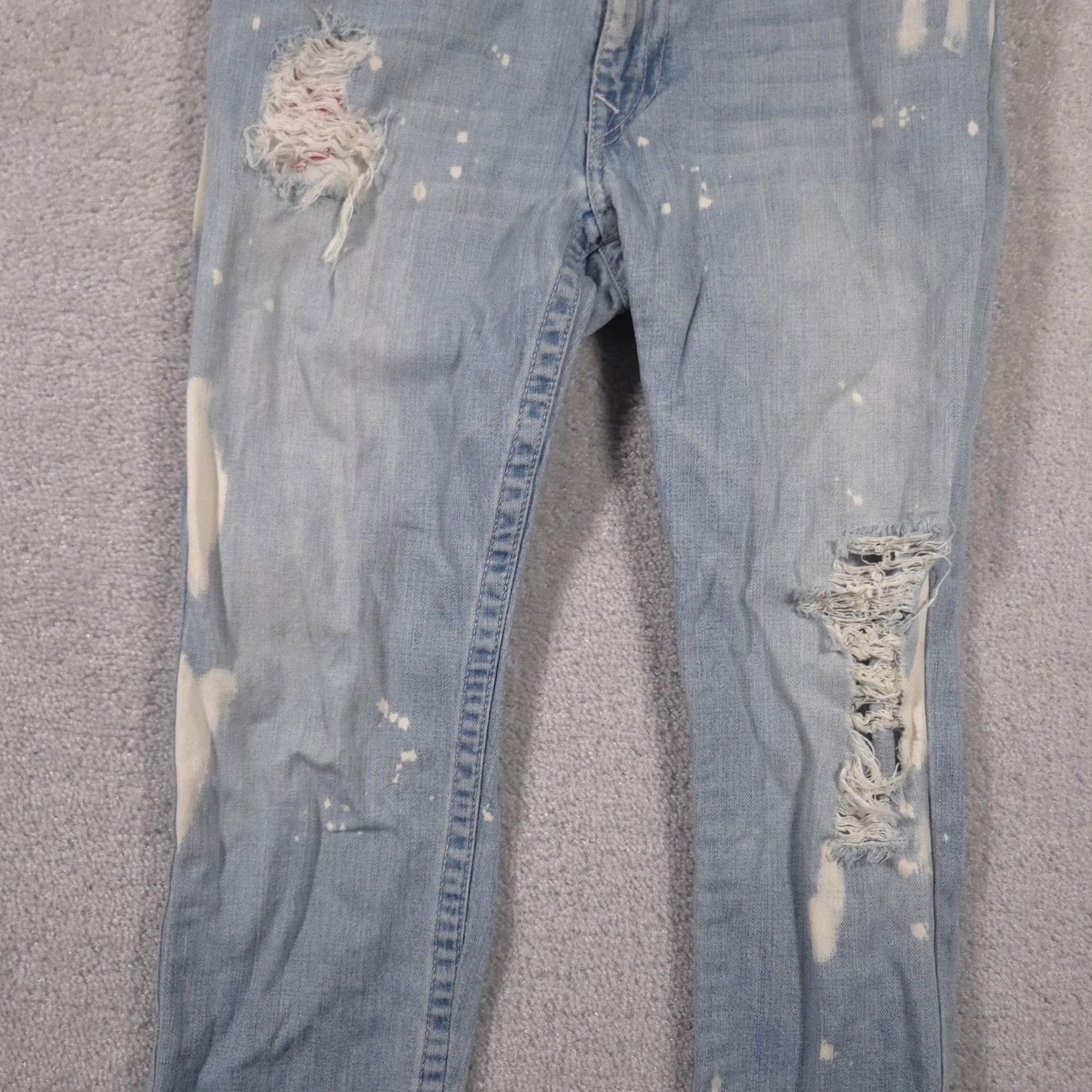 True Religion VINTAGE True Religion Jeans Mens Slim Denim 33 Light Wash Distressed Paint Splatter Size US 33 - 4 Thumbnail