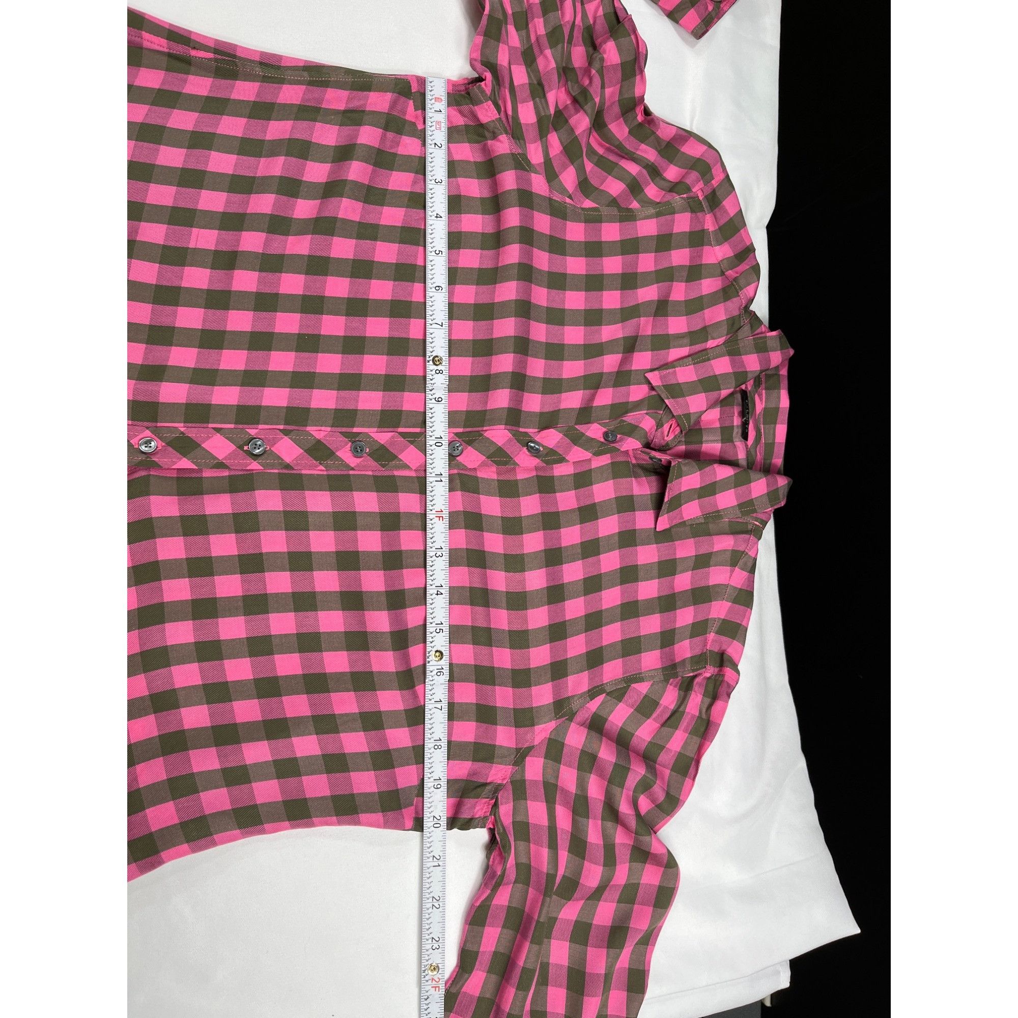 Talbots Talbots SKU 7694 Womens Pink and Brown Checkered Button Up B Size L / US 10 / IT 46 - 3 Thumbnail