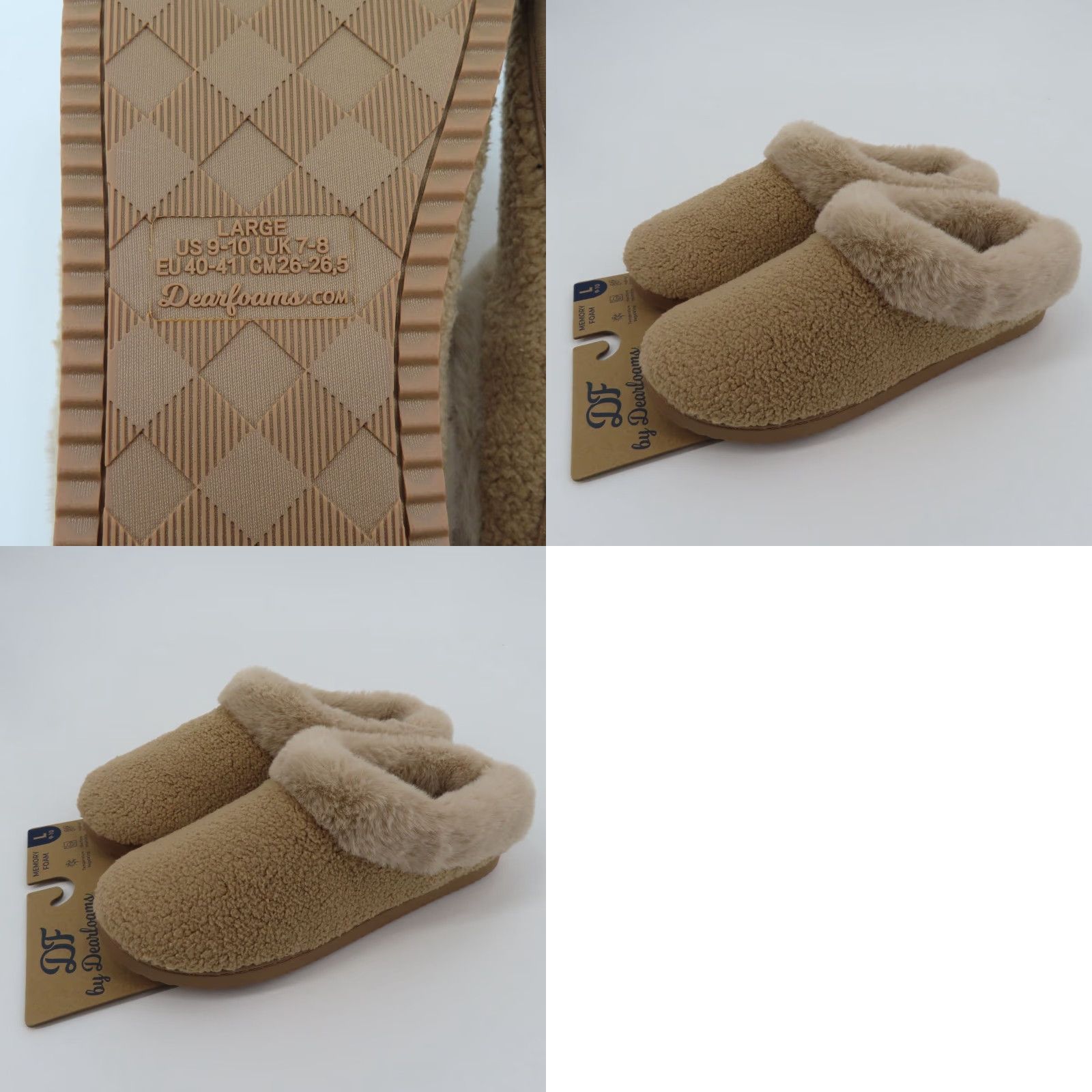 Vintage Dearfoams Women Slipper Indoor Outdoor Memory Foam Beige 9-10 Large NEW Size ONE SIZE - 9 Thumbnail