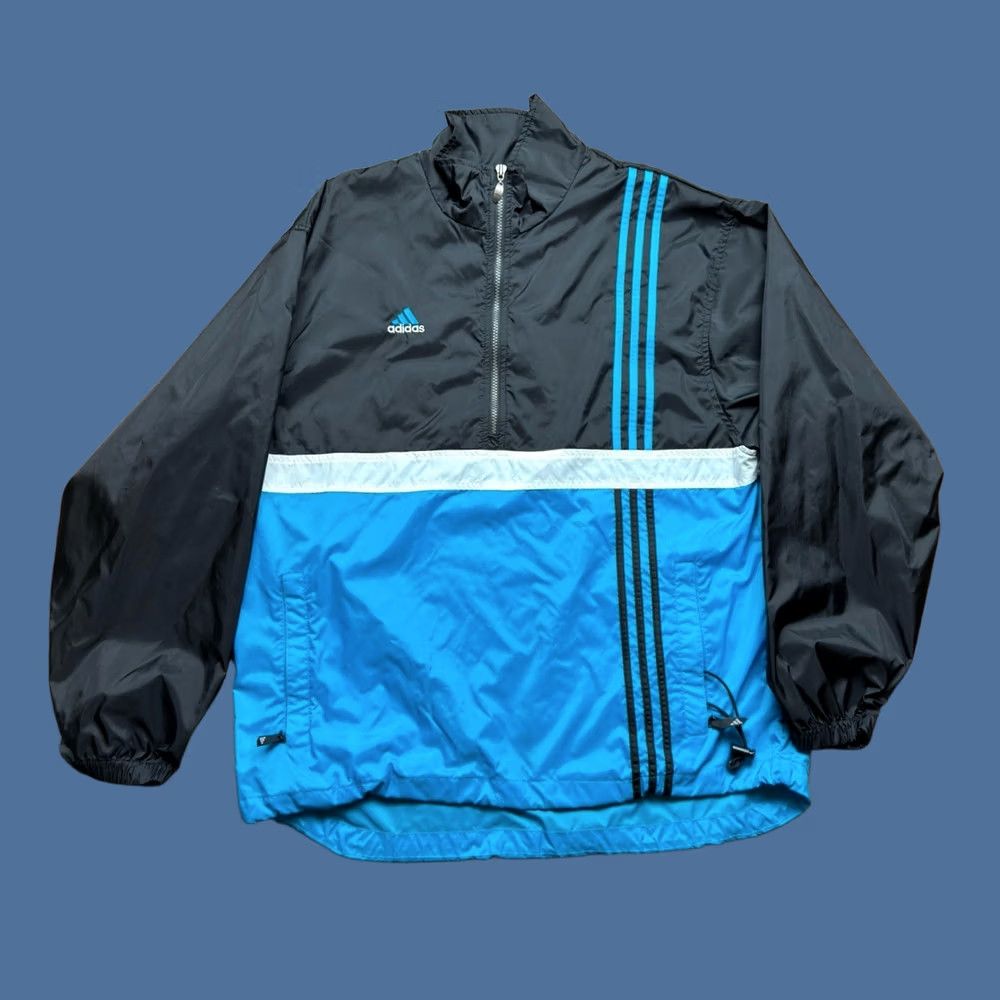 Adidas VINTAGE Adidas Anorak Jacket Mens L Blue White Windbreaker Y2K Track Zip Pockets Logo 90s Outdoor Sports Shirt Mens Size US L / EU 52-54 / 3 - 1 Thumbnail