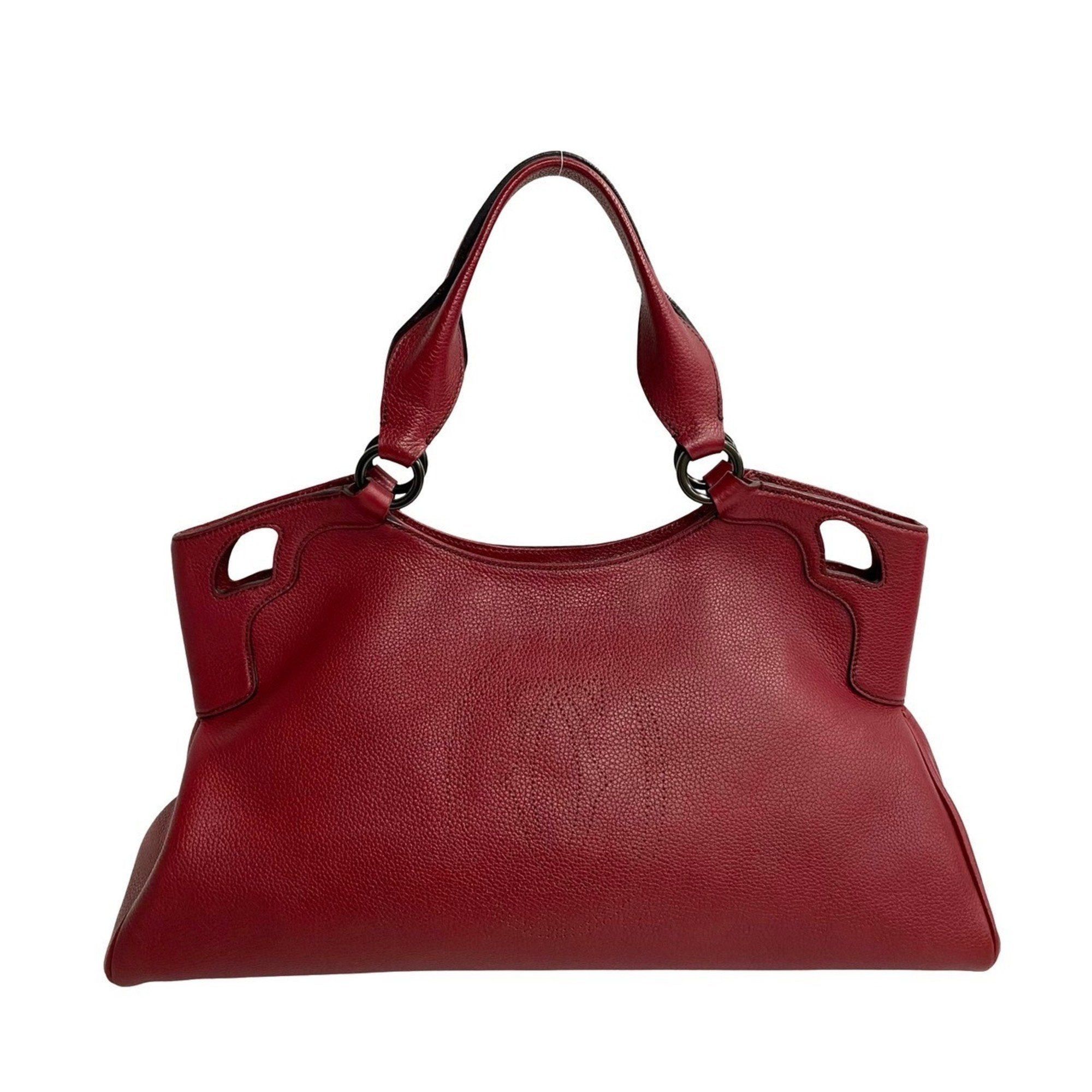 image of Cartier Marcello Must Line Leather Handbag Tote Bag Bordeaux 30115 in Red, Women's