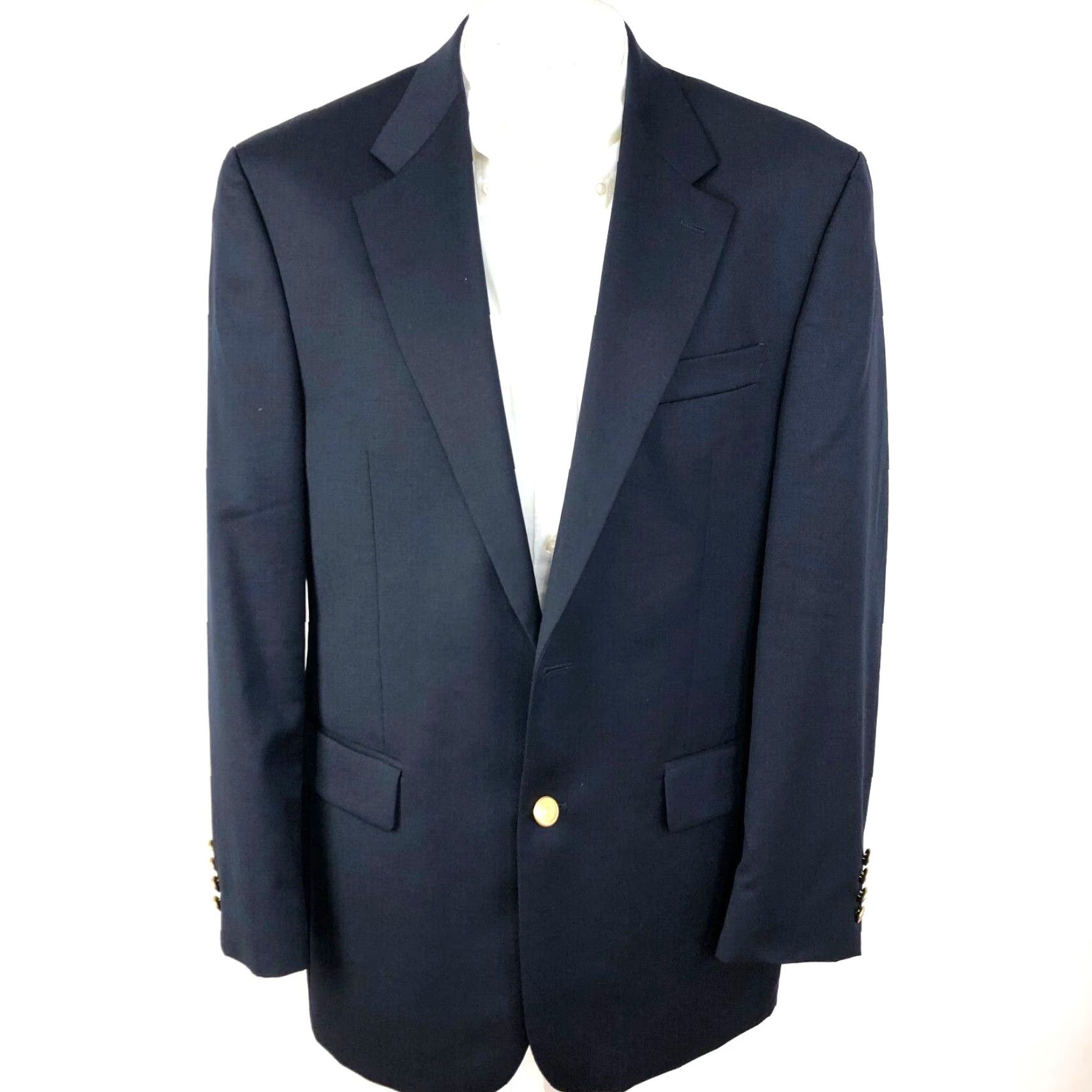 Ralph Lauren Lauren Ralph Lauren Sport Coat Blue 40R Two Button Wool Notch Lapel Men Jacket Blazer Gold Buttons Vintage No Size 40R - 2 Thumbnail