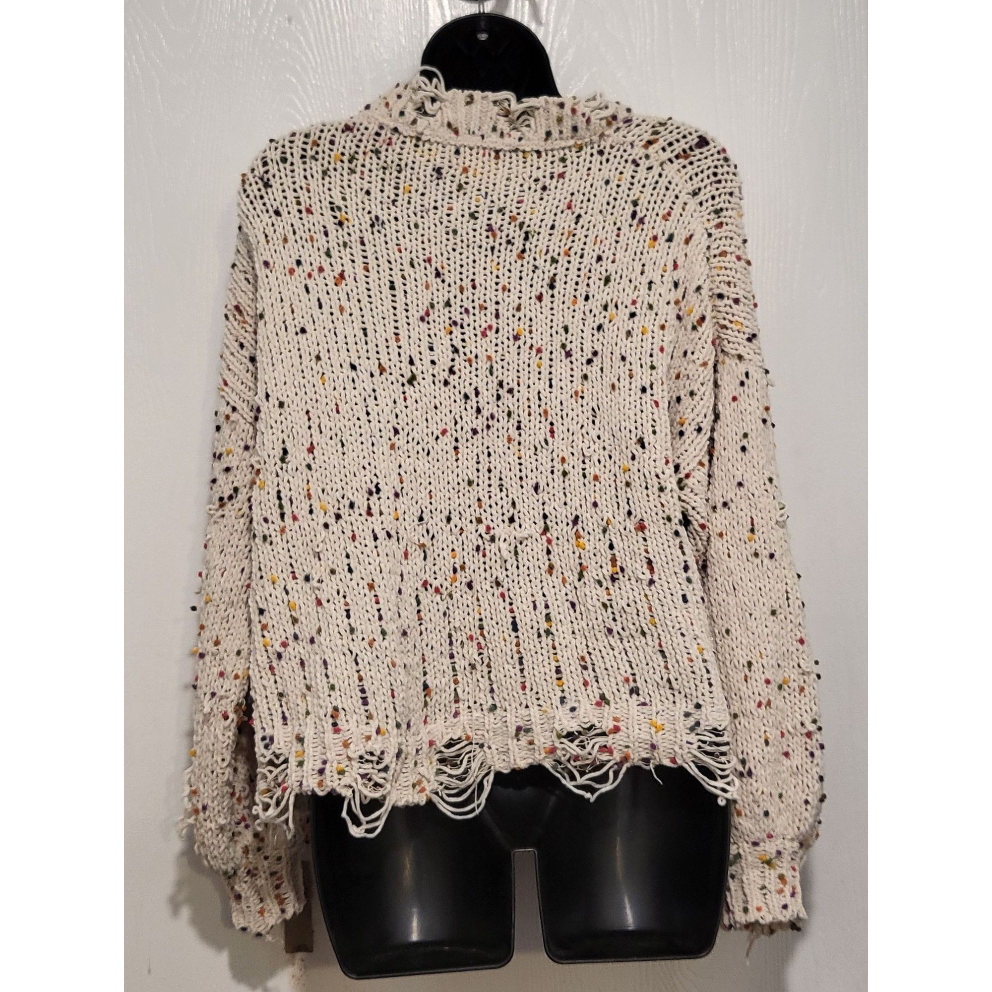 Other POL Sweater Rainbow Confetti Cropped Distressed Tan Cream Sz Size L / US 10 / IT 46 - 4 Thumbnail