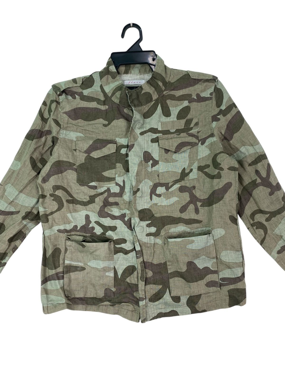 Japanese Brand × Vintage Rare FLAIR French Linen camouflage military field jacket Size L / US 10 / IT 46 - 2 Thumbnail
