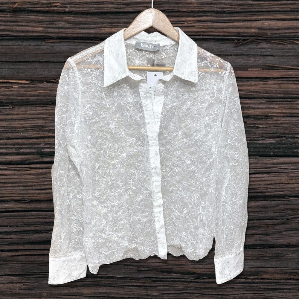 Other Blue B Lace Sheer Metallic Shirt NWT Size M / US 6-8 / IT 42-44 - 1 Thumbnail