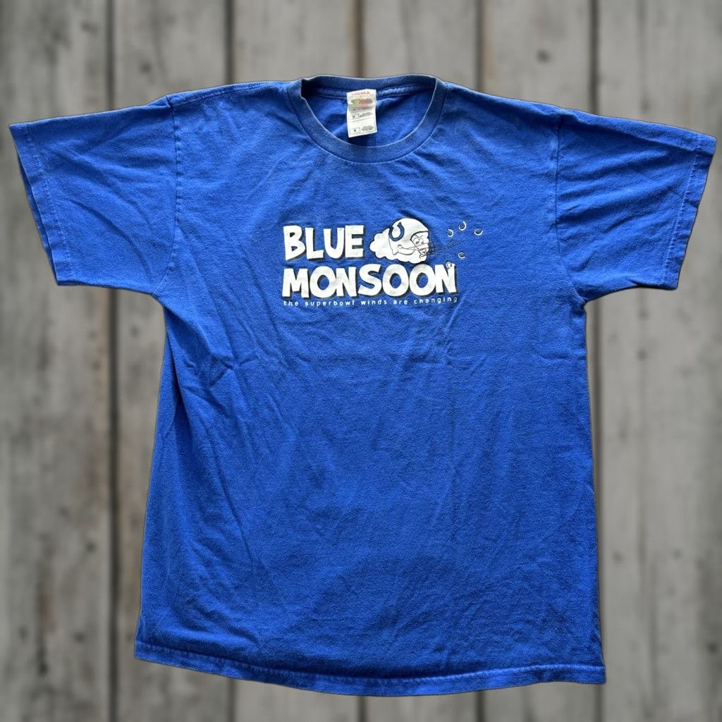 Fruit Of The Loom Fruit of the Loom Shirt Mens Medium Blue Football Graphic Tee Monsoon Blue Monsoon Football Owl Graphic Crew Neck Short Sleeve Heavyweight Cotton Size US M / EU 48-50 / 2 - 1 Thumbnail