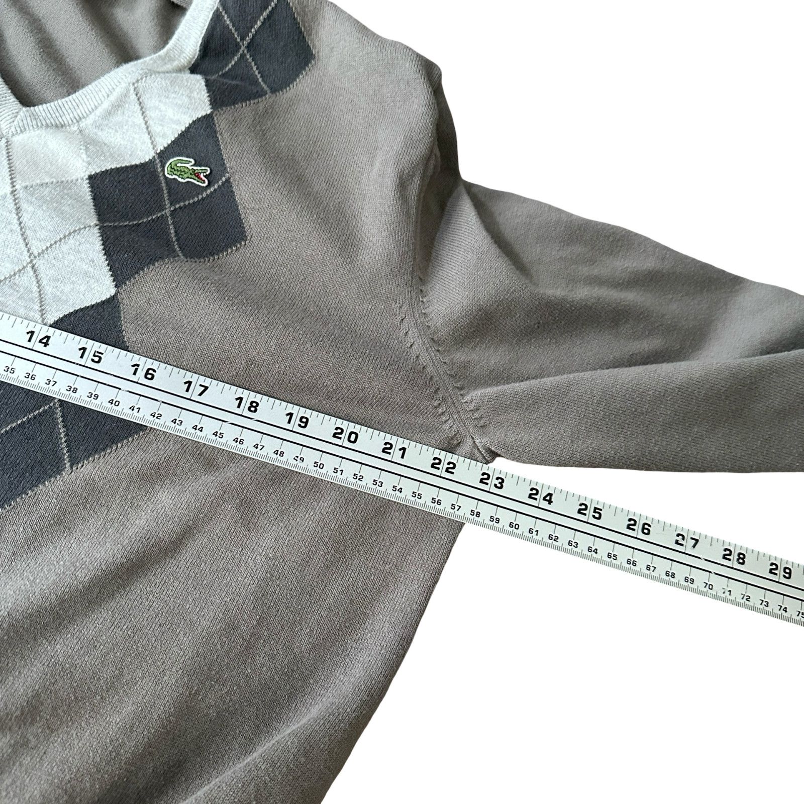 Lacoste Lacoste Sweater Men’s 6 Gray White Black Argyle Knit V-Neck Size US XL / EU 56 / 4 - 8 Thumbnail