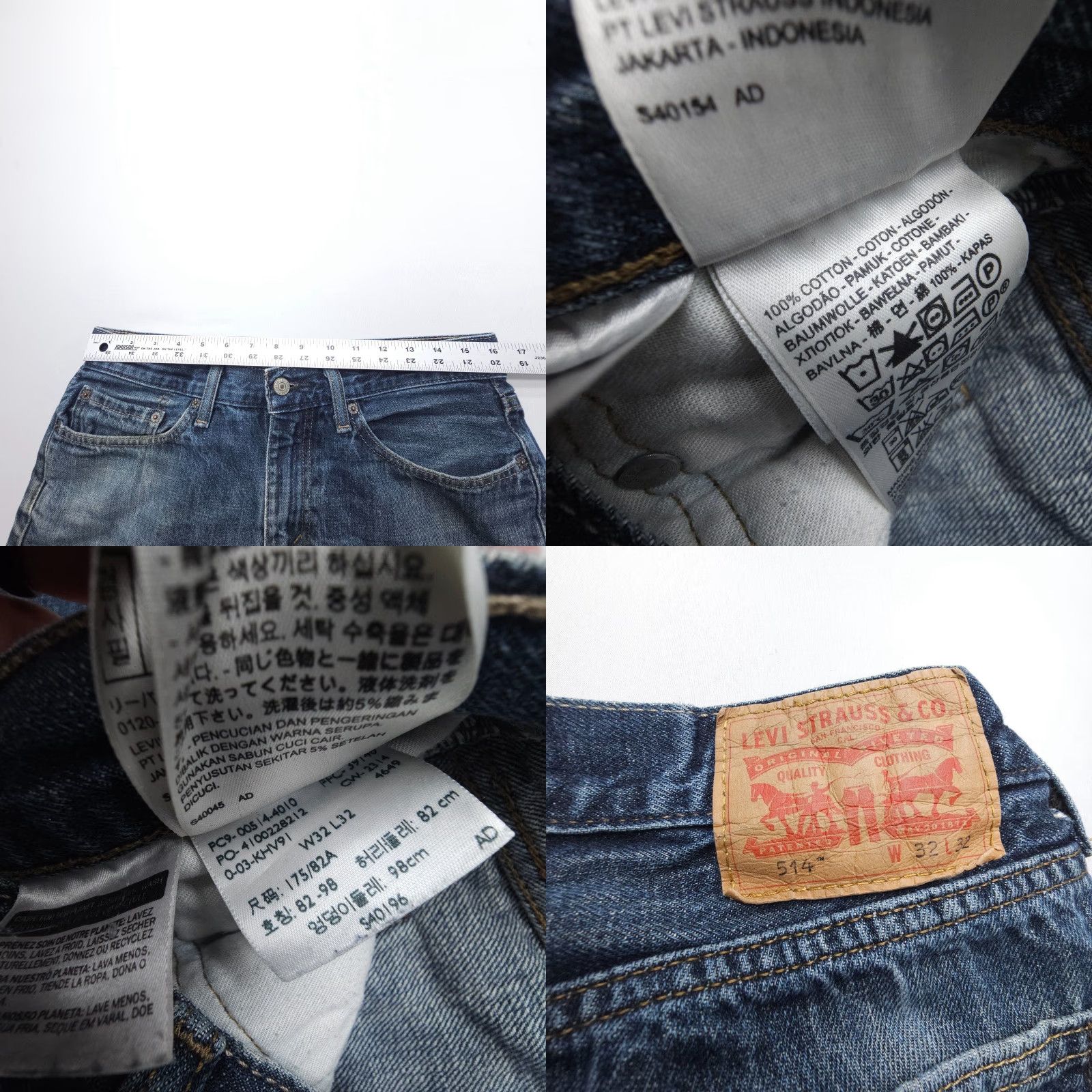 Levi's VINTAGE Levi's 514 Slim Straight Jeans Mens 32 x 32 Dark Blue Distressed 100% Cotton (Regular Size) Mens Size US 32 / EU 48 - 8 Thumbnail