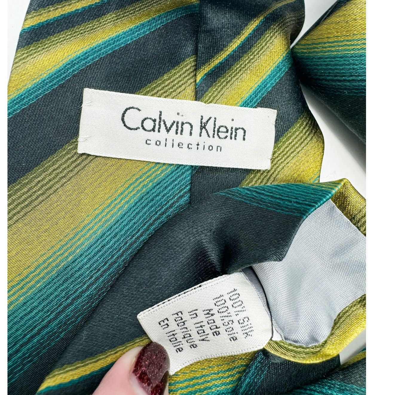 Calvin Klein × Vintage Vintage Calvin Klein Collection silk retro striped tie 4” w Size ONE SIZE - 3 Thumbnail