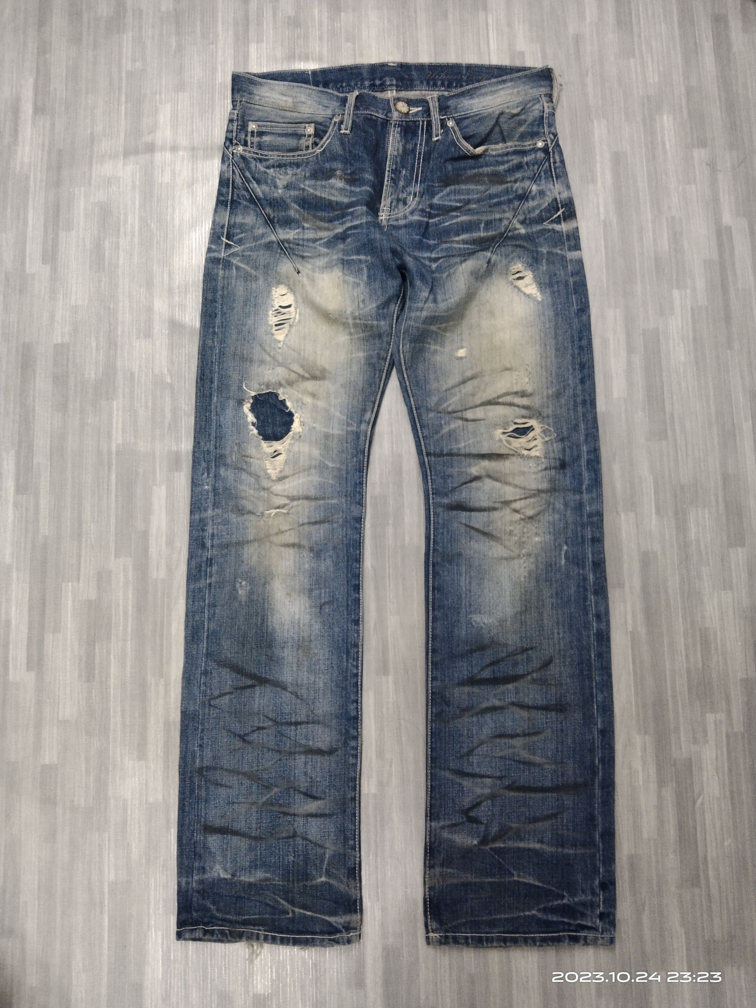 Japanese Brand SICK DISTRESSED URBAN CRAFT DENIM PANTS Size US 32 / EU 48 - 2 Thumbnail
