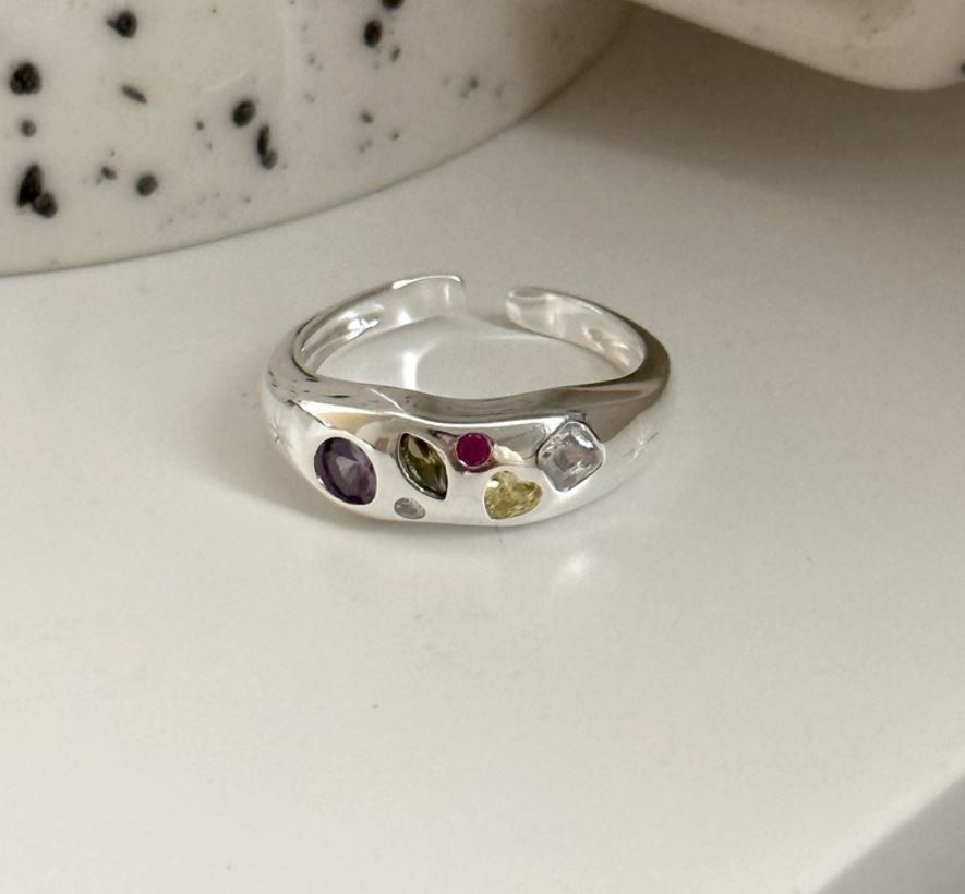 Other NEW 925 Silver Open Ring with Cubic Zirconia Inlay Size ONE SIZE - 1 Preview