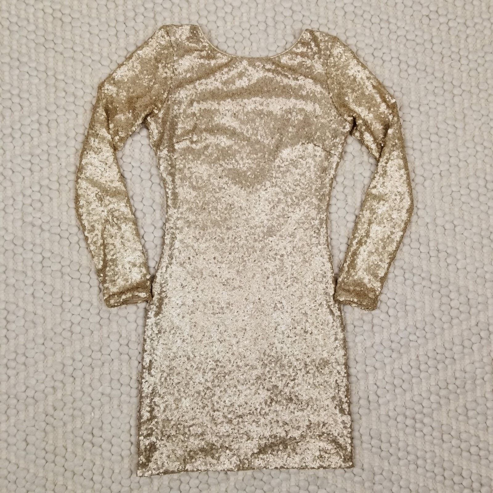 Dress the Population Dress The Population Gold Mini Sequin Bodycon Dress Sz Small Size S / US 4 / IT 40 - 7 Thumbnail