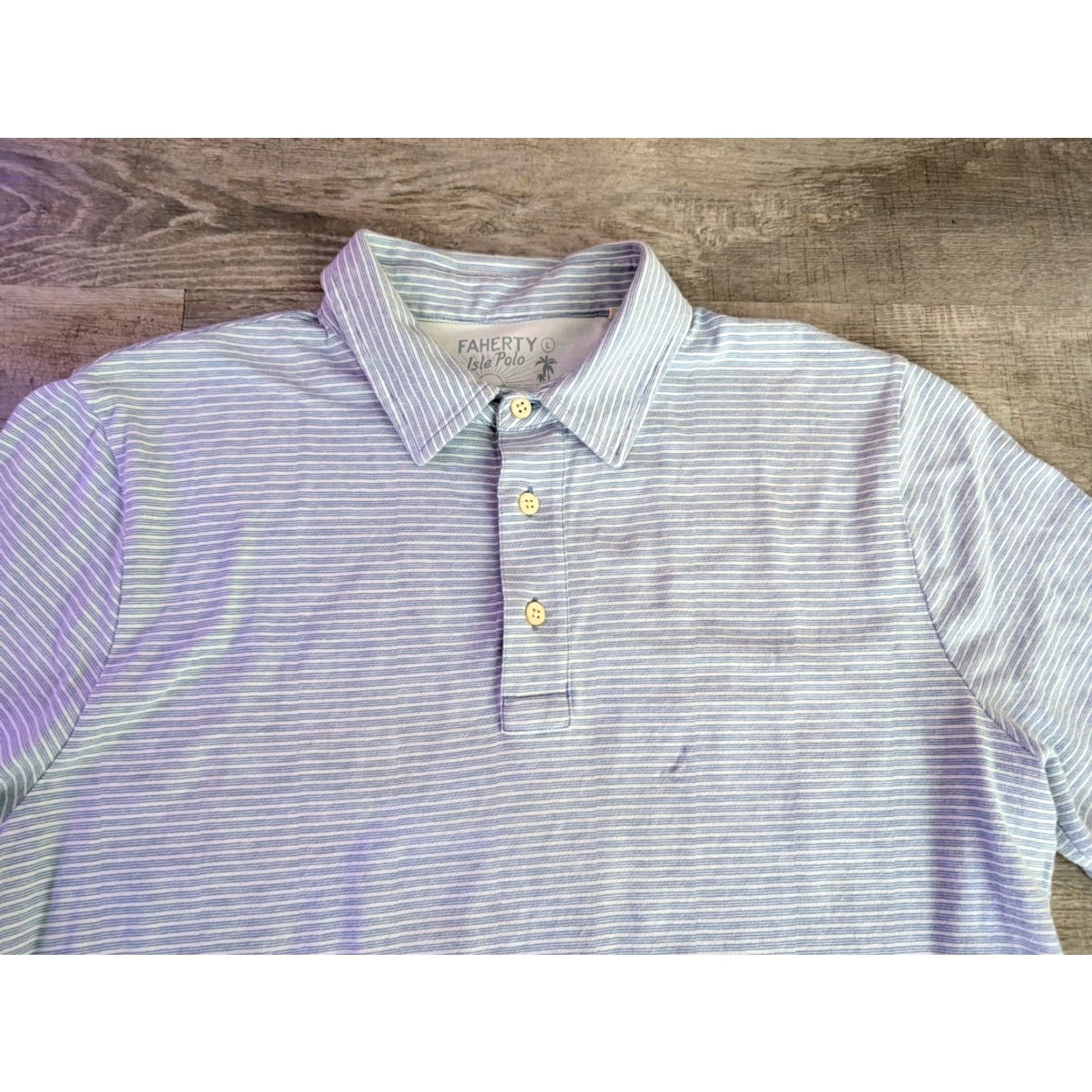 Faherty Faherty Polo Shirt Mens L Blue Striped Short Sleeve Casual Golf Size US L / EU 52-54 / 3 - 4 Thumbnail