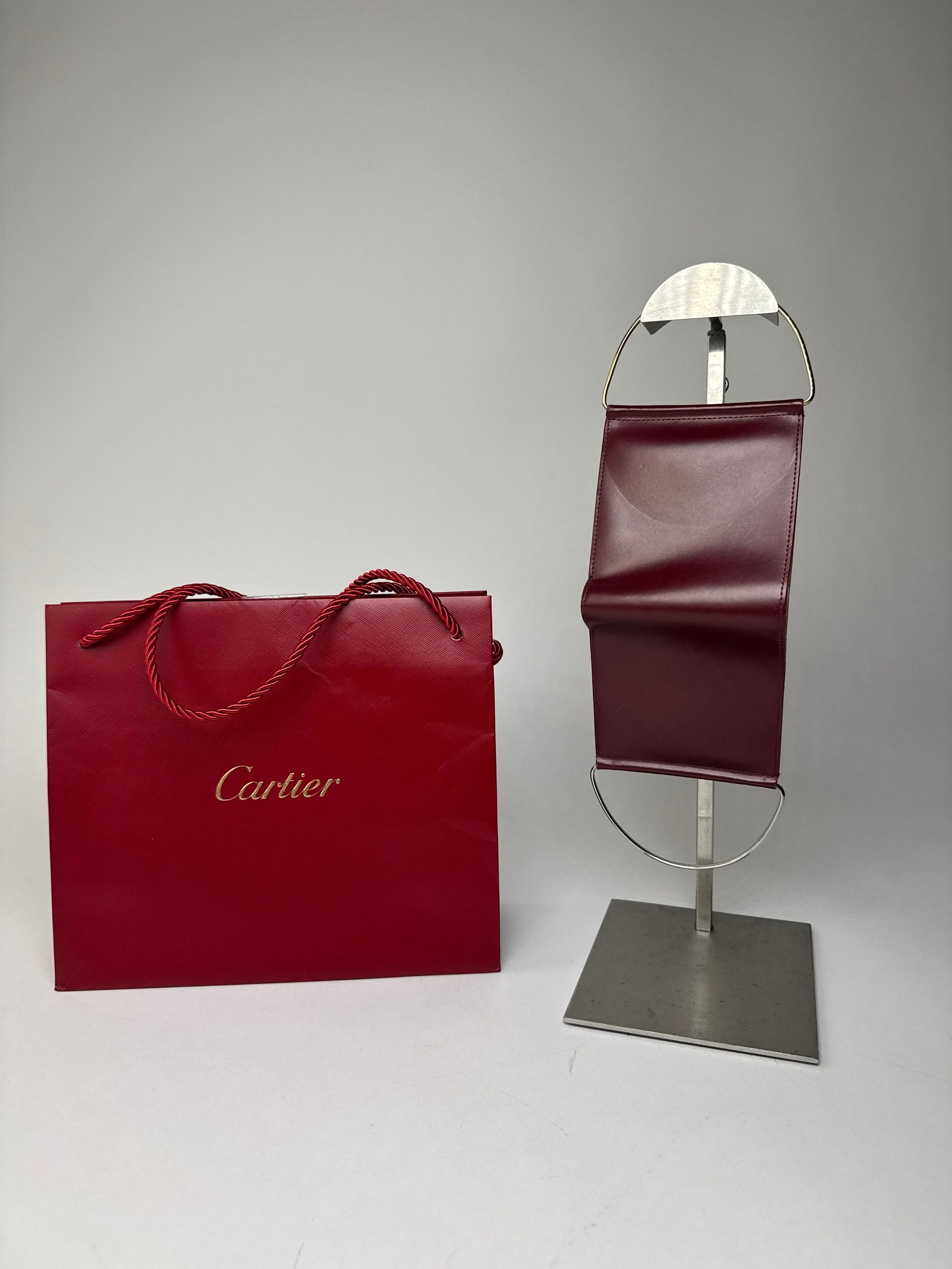 Cartier Vintage Leather Card Holder / Mini Bag Burgundy Size ONE SIZE - 1 Thumbnail