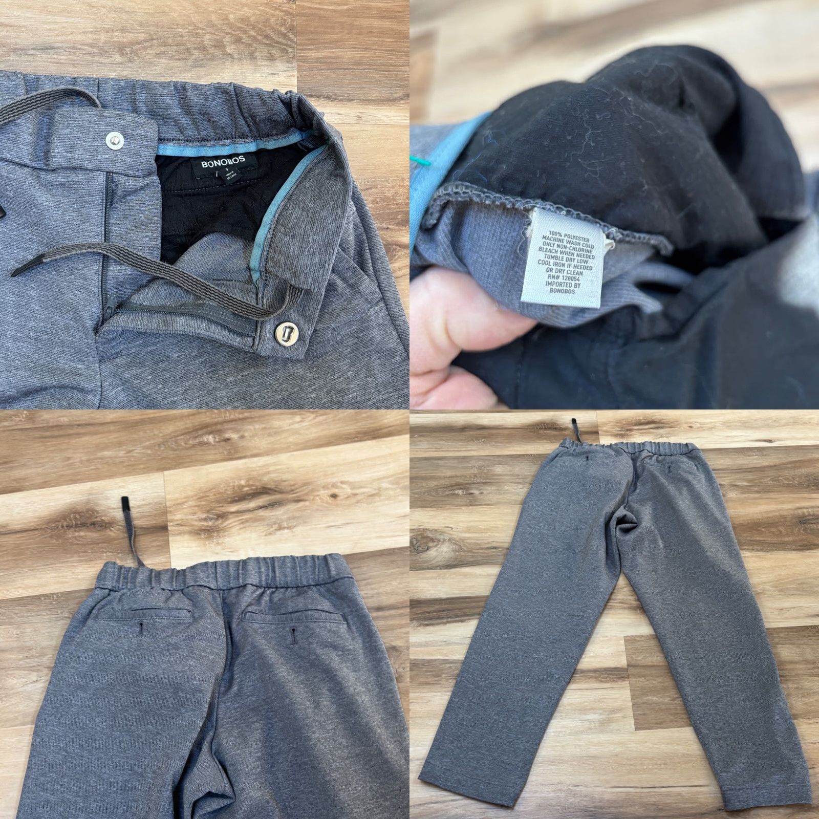 Bonobos Bonobos Pants Mens Small Short Heather Gray Travel Jogger Drawstring Slim Tapered 26in Inseam Gray Size US 29 - 8 Thumbnail