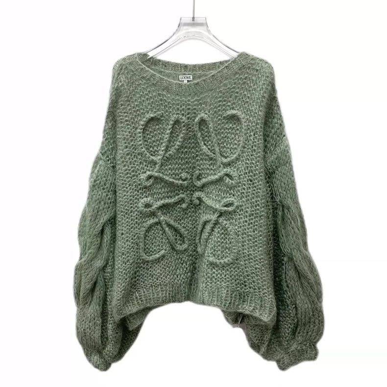 Loewe Loewe Green logo cashmere round neck long sleeve knitted s Size L / US 10 / IT 46 - 1 Thumbnail
