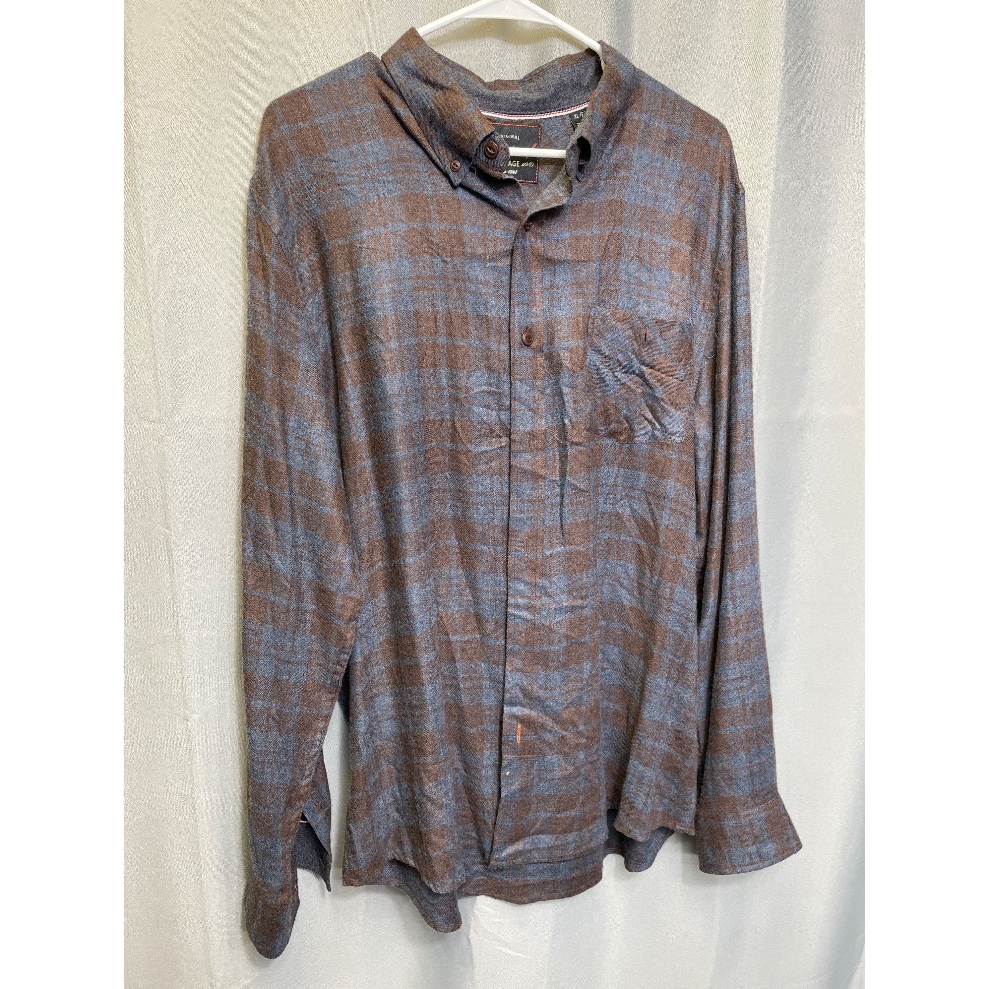 Weatherproof WeatherProof SKU 7646 Mens Brown And Blue Plaid Button Up Sh Size US XL / EU 56 / 4 - 1 Thumbnail