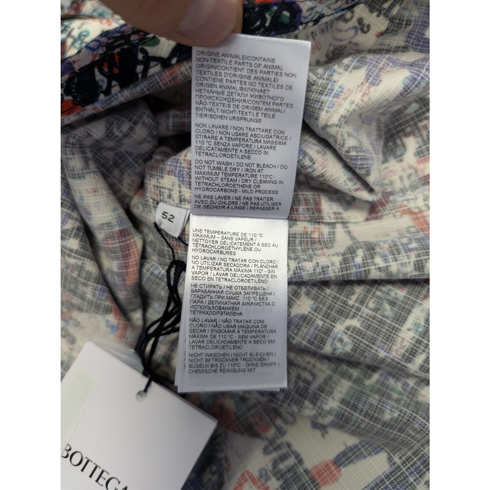Bottega Veneta o1rshd1 Cotton Wool Date Memory Print Shirt in Chalk / Multi Size US L / EU 52-54 / 3 - 18 Thumbnail