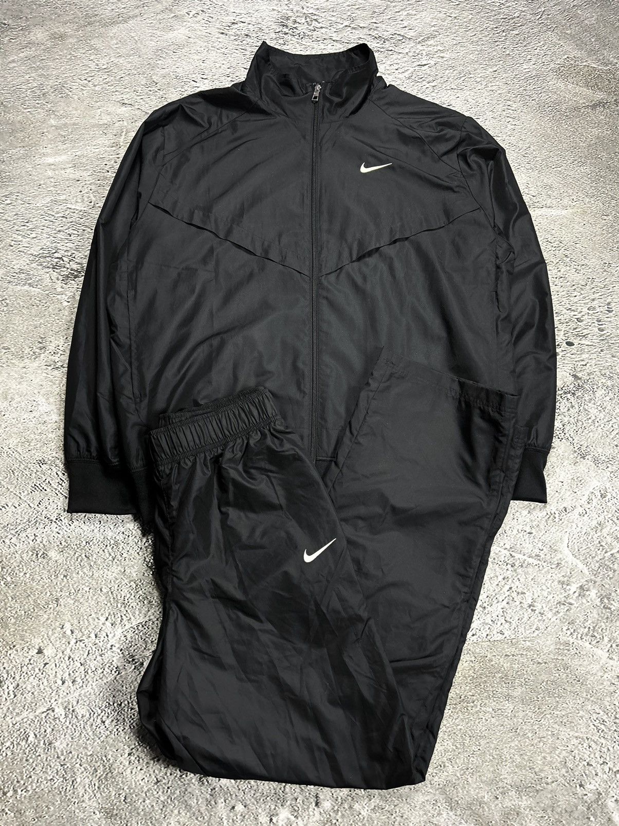 image of Nike Track Suit Vintage Black Nylon Pants Jacket Drill Y2K, Men's (Size XL)