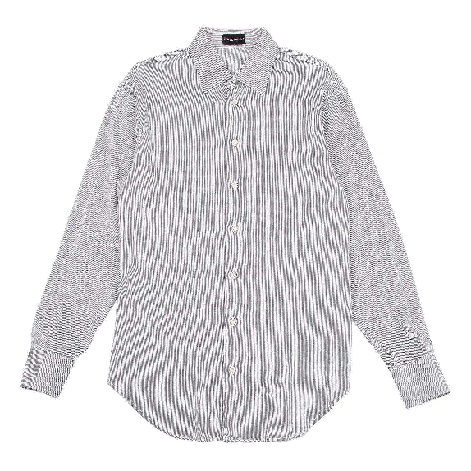 Emporio Armani Striped Shirt in White and Gray, Size 41 Size US M / EU 48-50 / 2 - 1 Thumbnail