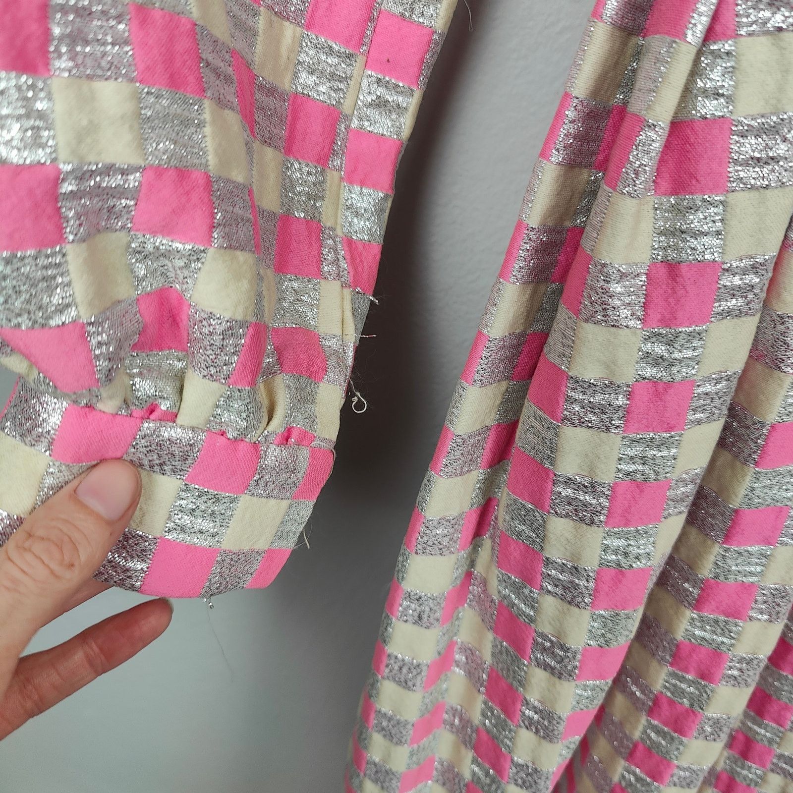 Other Vintage 60s Kiki Hart Dress Womens 8 Pink Silver Check Size M / US 6-8 / IT 42-44 - 4 Thumbnail