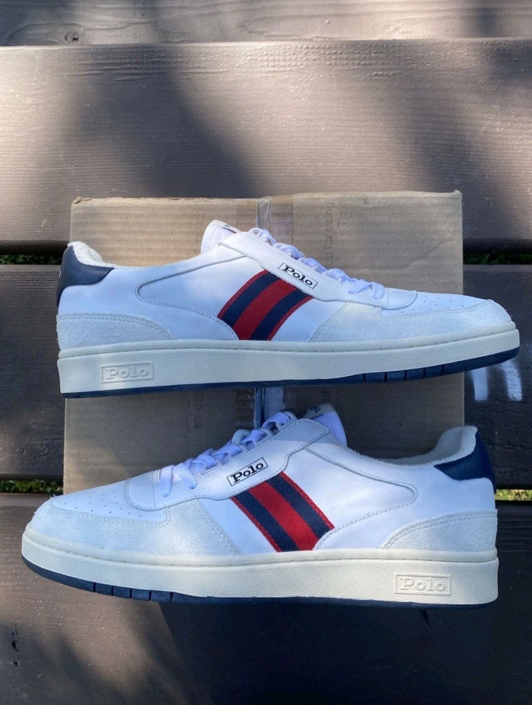 Ralph Lauren Ralph Lauren Polo Court Sneakers White Navy Red Retro 004 Size US 11.5 / EU 44-45 - 5 Thumbnail