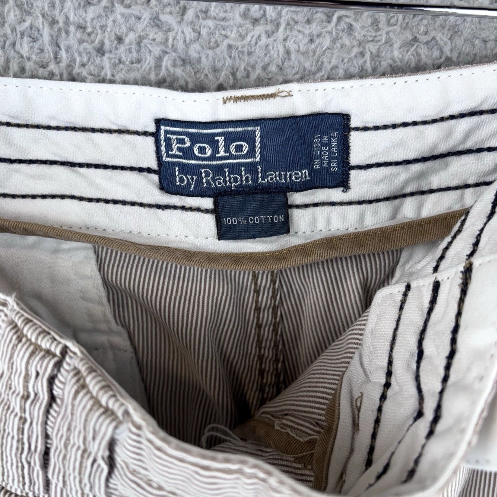 Polo Ralph Lauren Polo Ralph Lauren Shorts Mens 35 Brown Pinstripe Cargo Baggy Cotton Y2K Casual Size US S / EU 44-46 / 1 - 6 Thumbnail