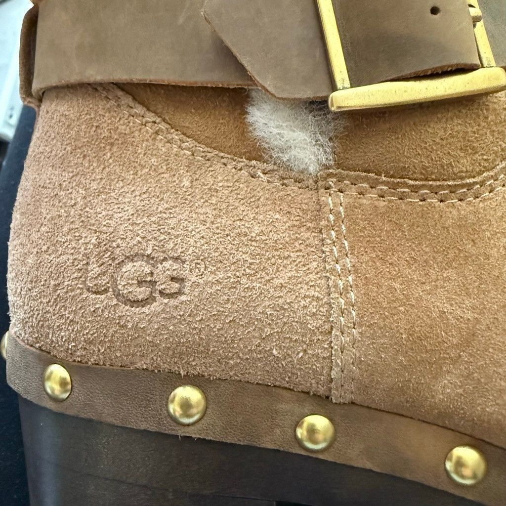 Ugg UGG brown suede leather shearling cuff clog ankle boots 7 Size US 7 / IT 37 - 9 Thumbnail