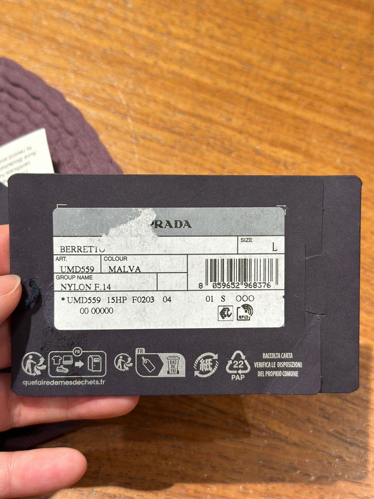 Prada o1bcso1str1025 Size: L / Re-Nylon Knit Hat / Cap in Purple Size ONE SIZE - 7 Thumbnail