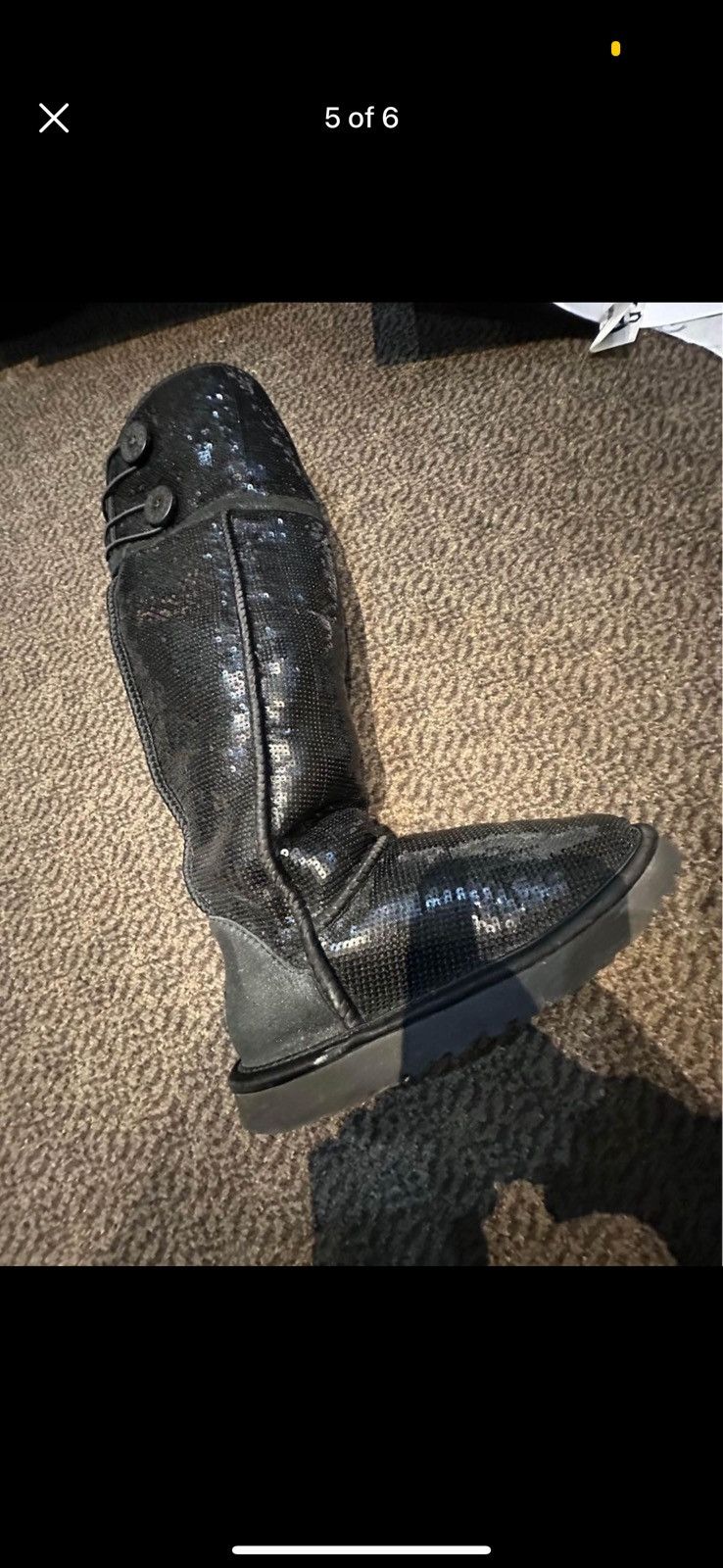 Ugg Ugg Bailey Button Over The Knee Black Sequin Boots Women's Size US 7 / IT 37 - 5 Thumbnail