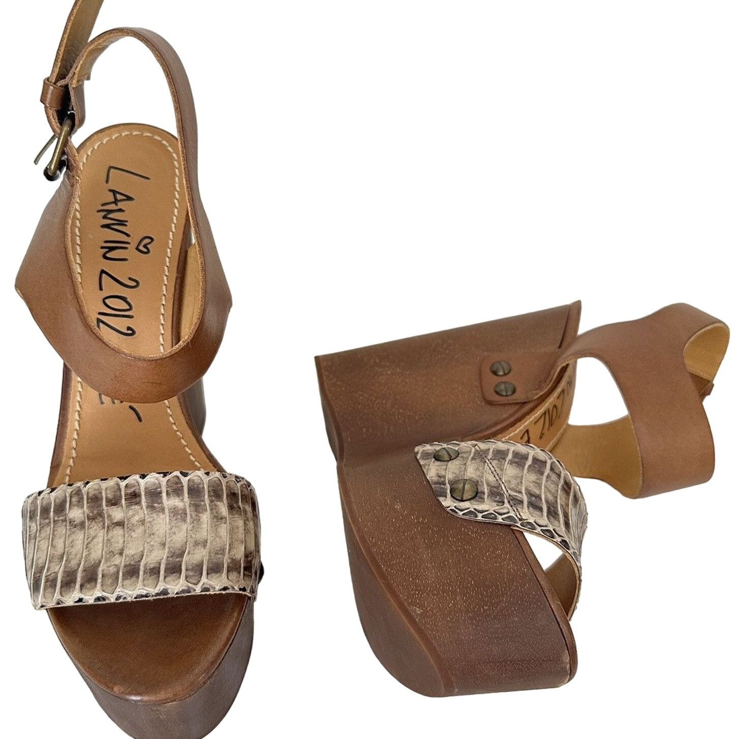Lanvin seen on Jessica Simpson Watersnake Wooden Wedge Sandal EU 39 Size US 8 / IT 38 - 11 Thumbnail