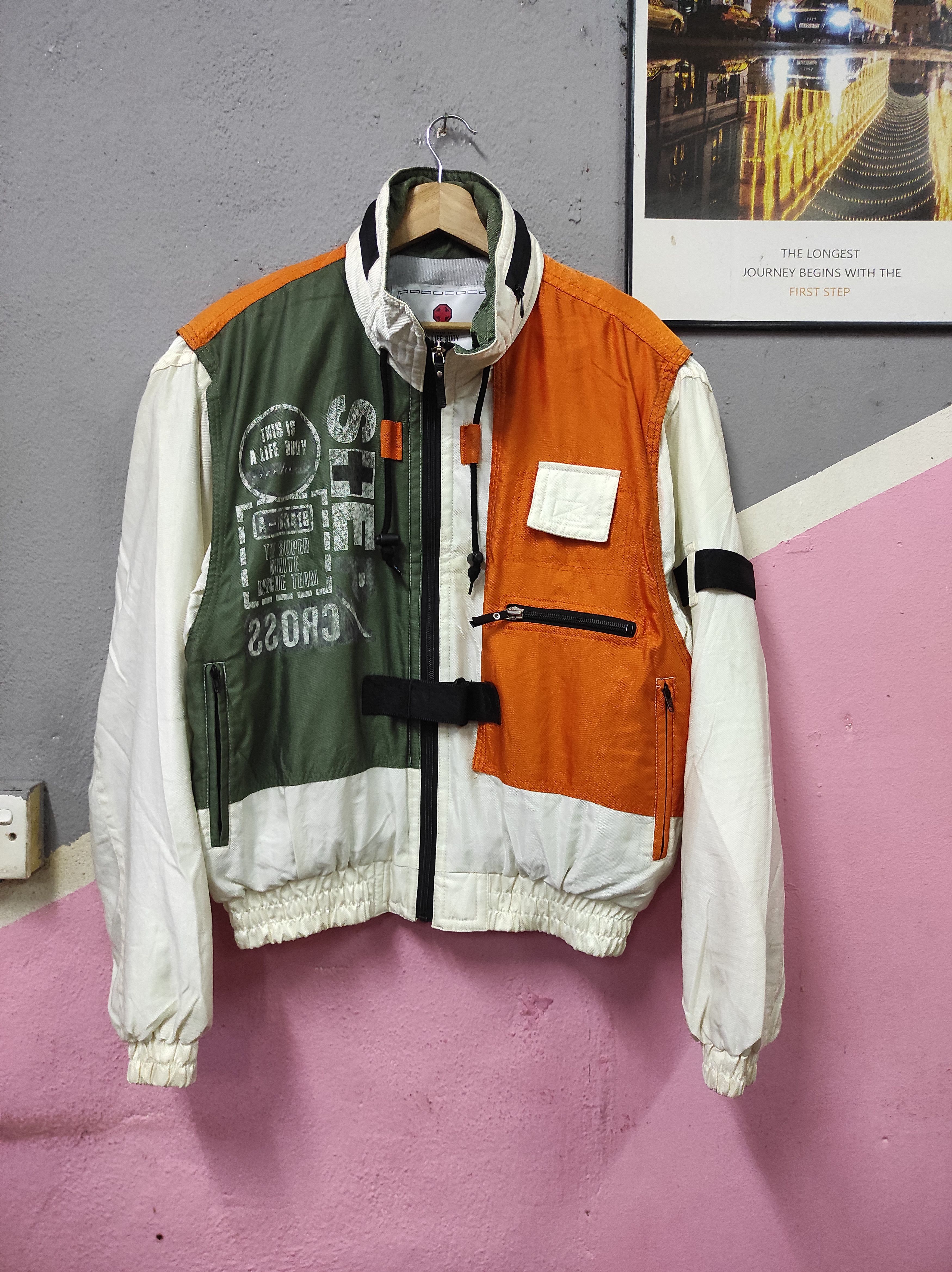 Japanese Brand STEP CROSS LIFE BUOY RESCUE TEAM MULTICOLOUR JACKET HOODED Size US L / EU 52-54 / 3 - 1 Thumbnail