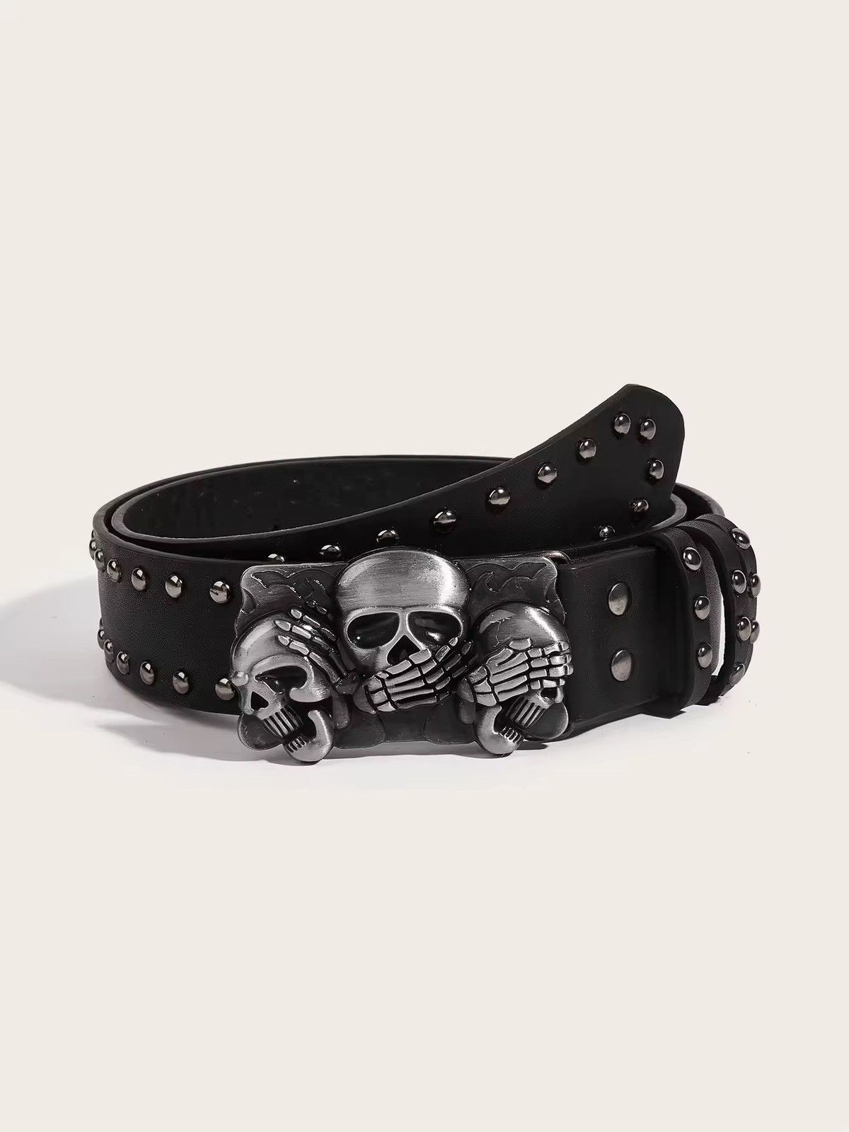Japanese Brand 110 Cm Skull Rivet Belts Size ONE SIZE - 6 Thumbnail