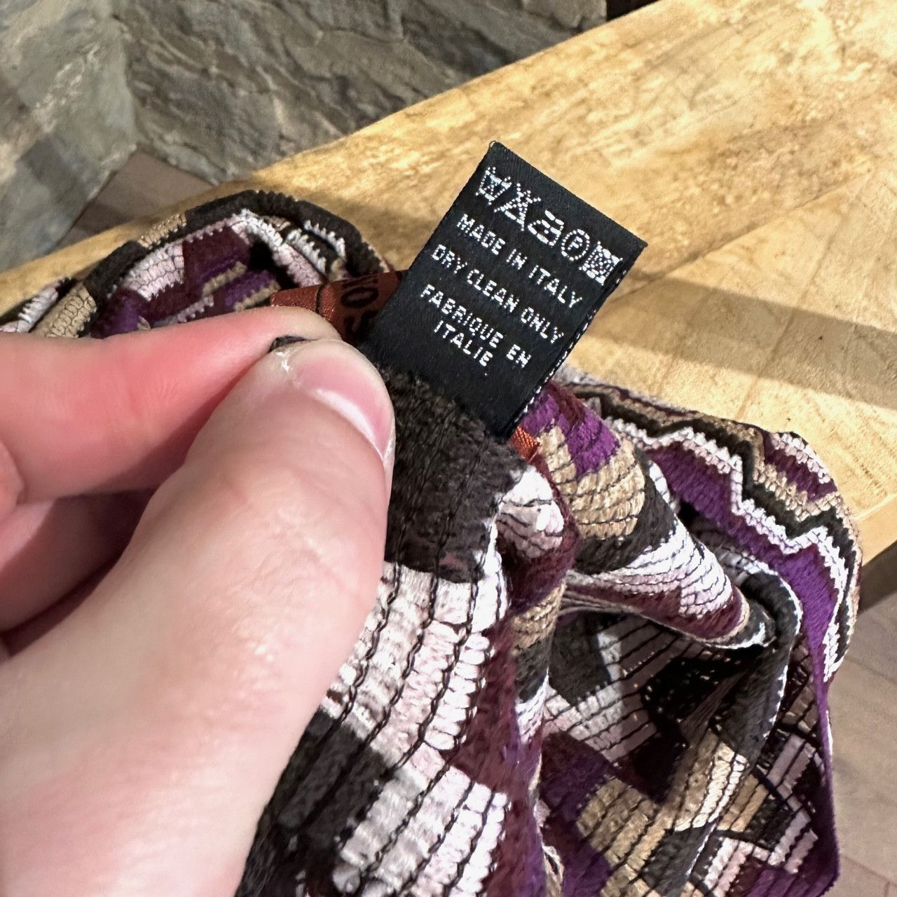 Missoni Missoni Purple Beige Zigzag Chenille Scarf Size ONE SIZE - 6 Thumbnail