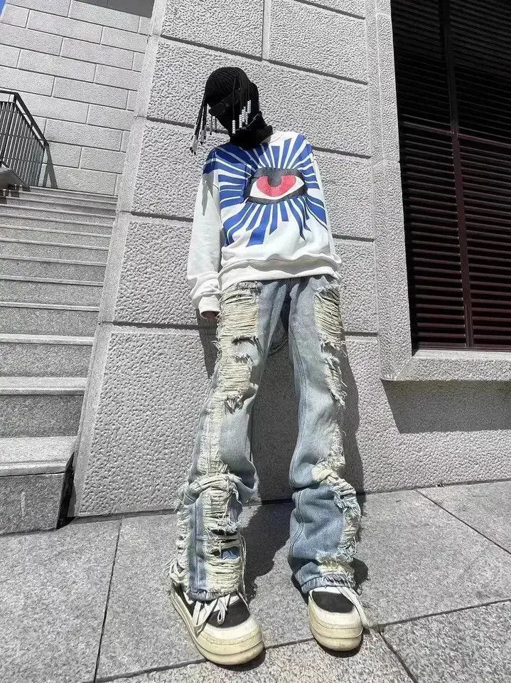 Japanese Brand Ripped grunge flared damaged distressed washed jeans Size US 32 / EU 48 - 1 Thumbnail