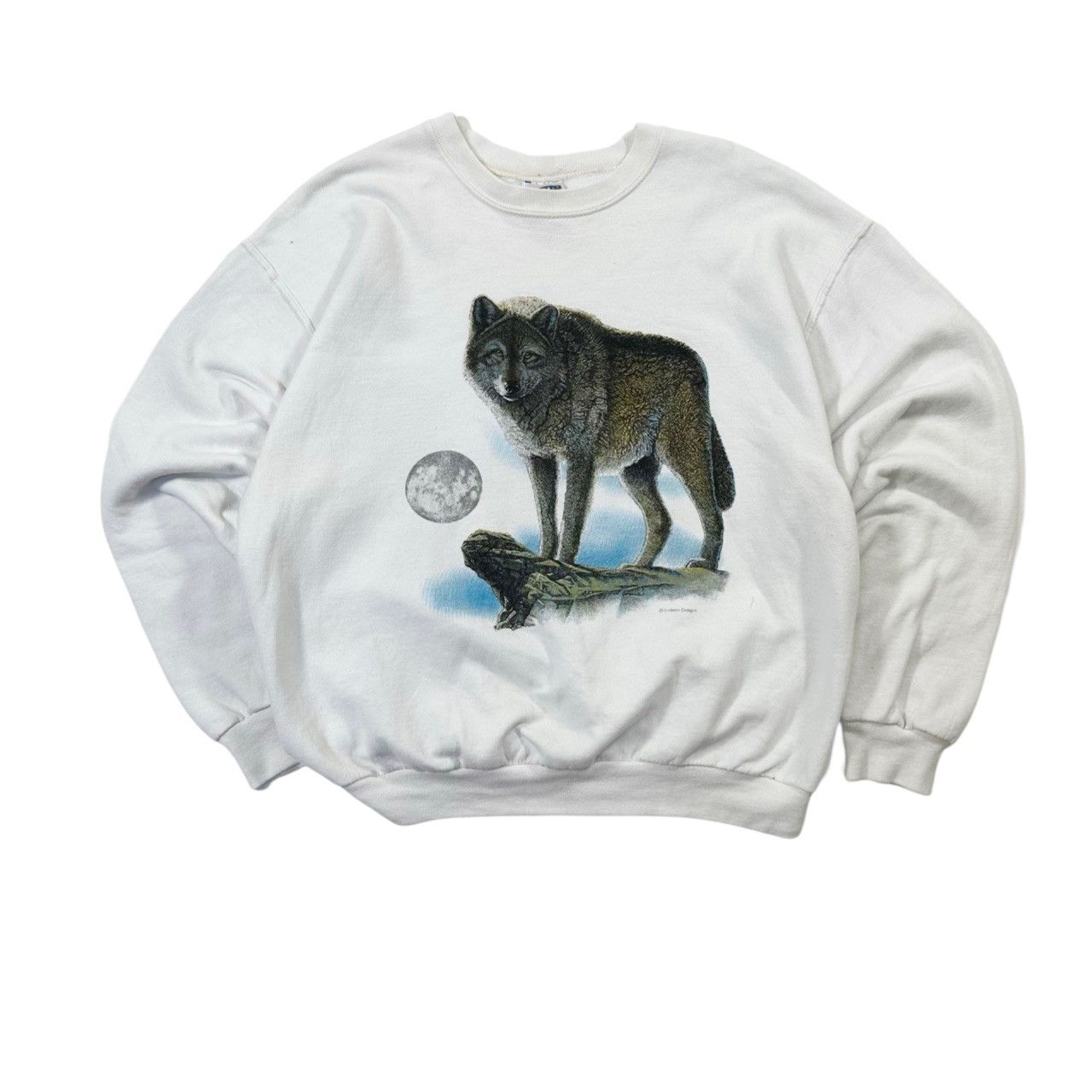 Vintage Vintage 90s Wolf Big Print Nature Graphic Sweater Size US XL / EU 56 / 4 - 1 Thumbnail